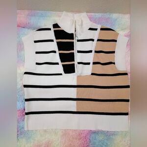 Striped Sleeveless Knit Top